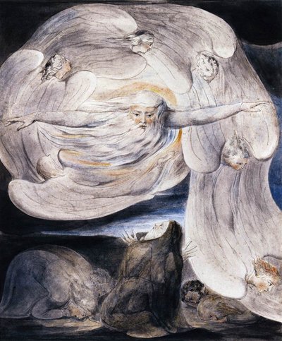 Job confessant sa présomption à Dieu qui répond du tourbillon - William Blake